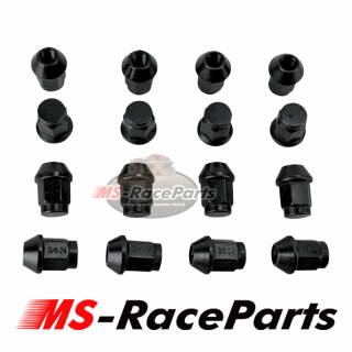 DWT Radschrauben schwarz, Radmuttern für Alufelgen konisch 3/8 Zoll 16 St. Polaris