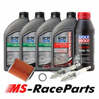 Motoröl + Ölfilter + Dichtring + Getriebeöl + Achsöl + Zündkerzen